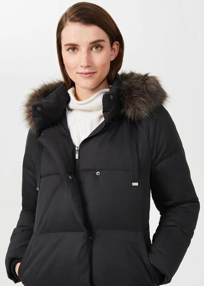 Womens Lexie Puffer Jacket With Hood Washed Black Hobbs Coats and Jackets On Sale
