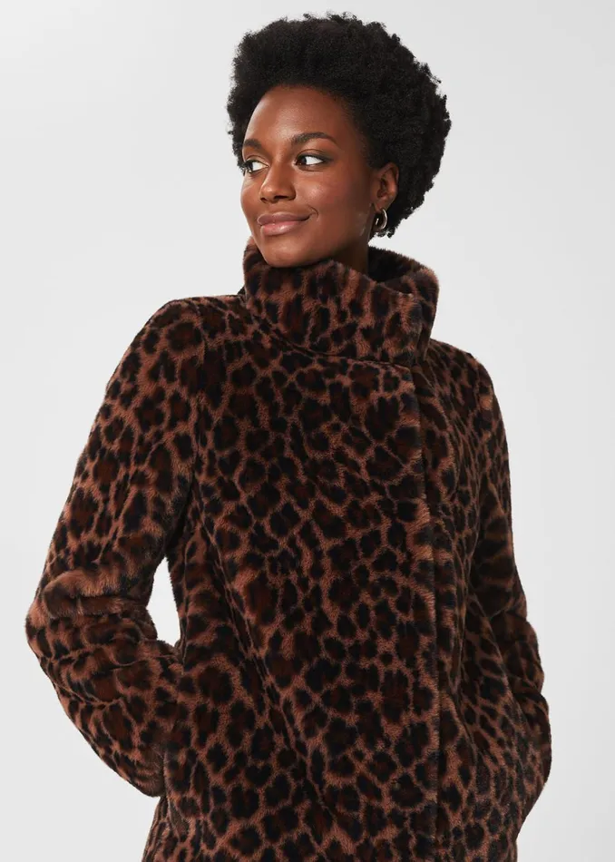 Womens Maddox Faux Fur Coat Camel Multi Hobbs Coats and Jackets Casaul