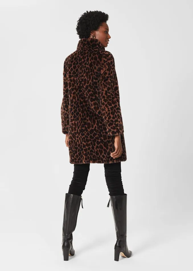 Womens Maddox Faux Fur Coat Camel Multi Hobbs Coats and Jackets Casaul