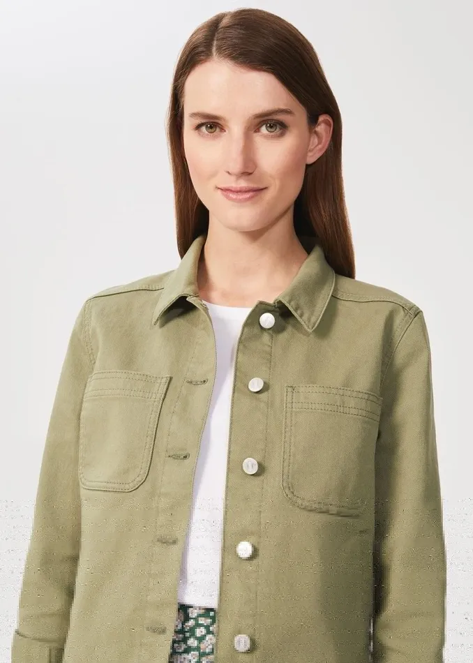 Womens Martie Boxy Denim Jacket Light Green Hobbs Coats and Jackets On Sale