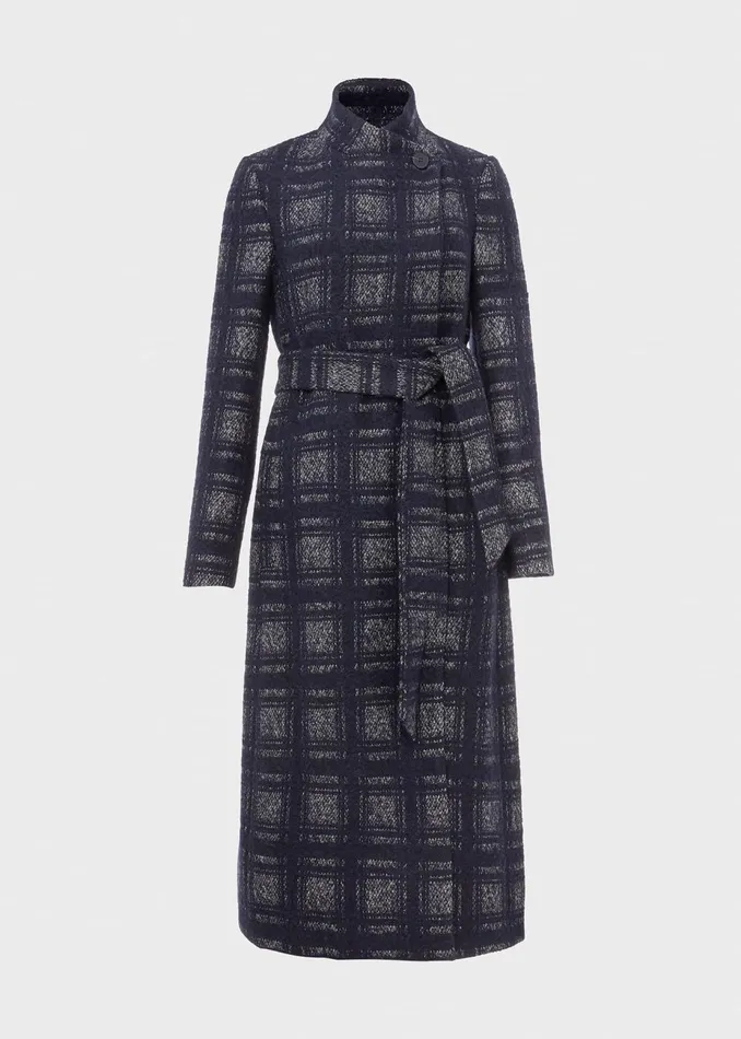 Womens Meghan Check Wrap Coat Navy Ivory Hobbs Coats and Jackets Online