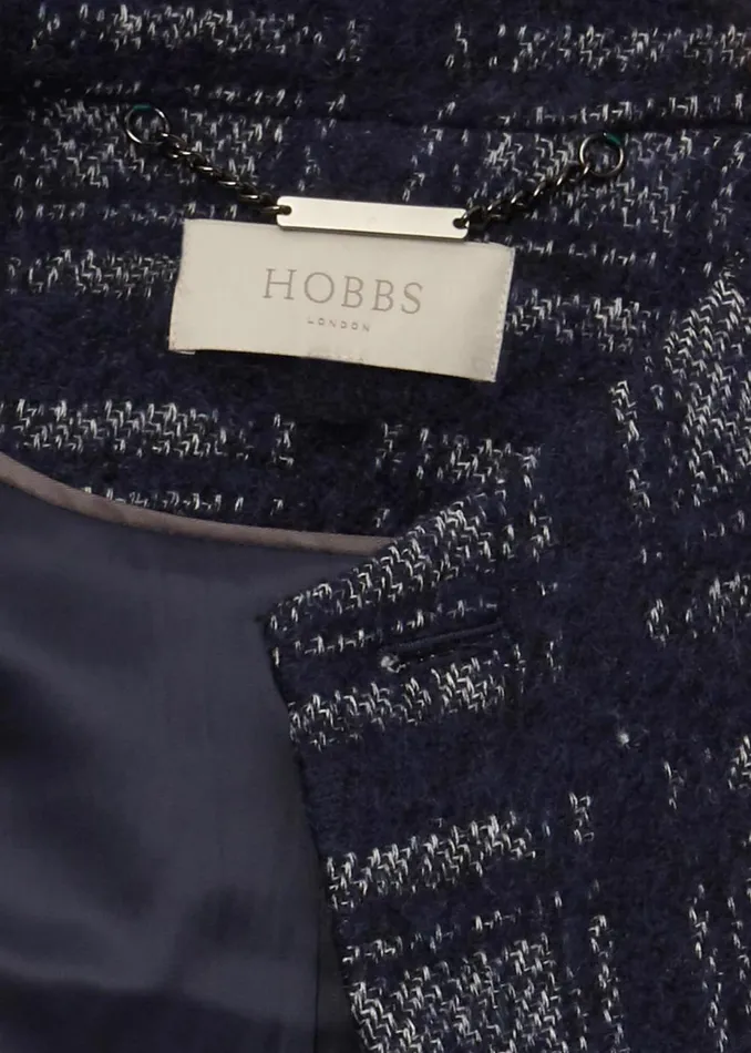 Womens Meghan Check Wrap Coat Navy Ivory Hobbs Coats and Jackets Online