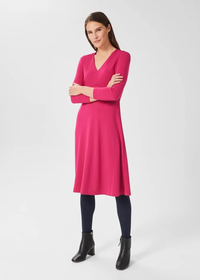 Womens Mel Jersey Ponte Dress Dark Pink Hobbs Dresses Near Me
