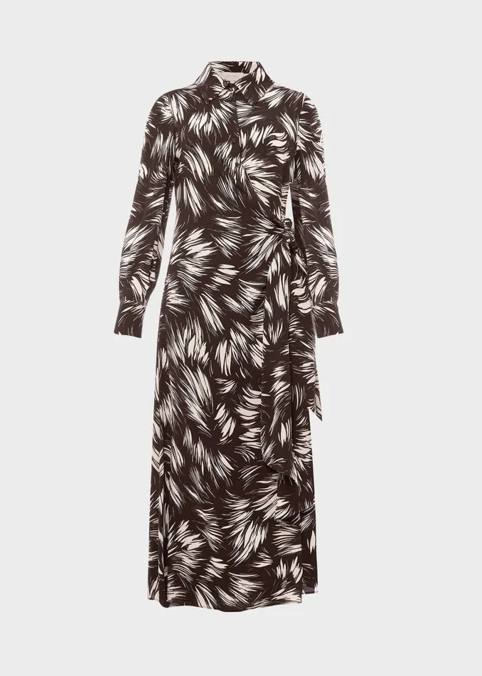 Womens Nieve Printed Dress Bitter Choc Iry Hobbs Dresses Near Me