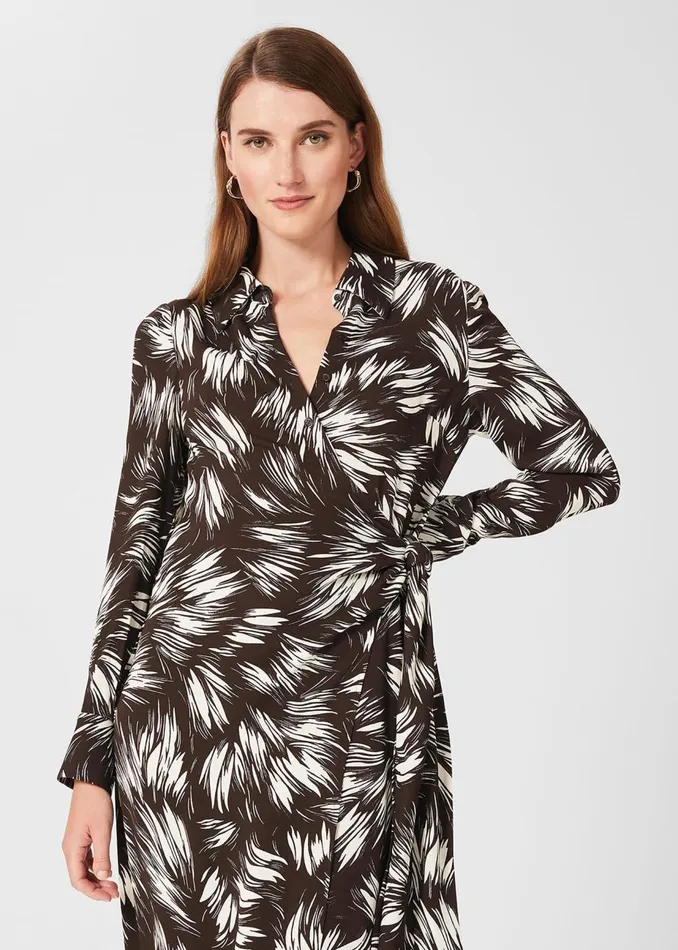 Womens Nieve Printed Dress Bitter Choc Iry Hobbs Dresses Near Me