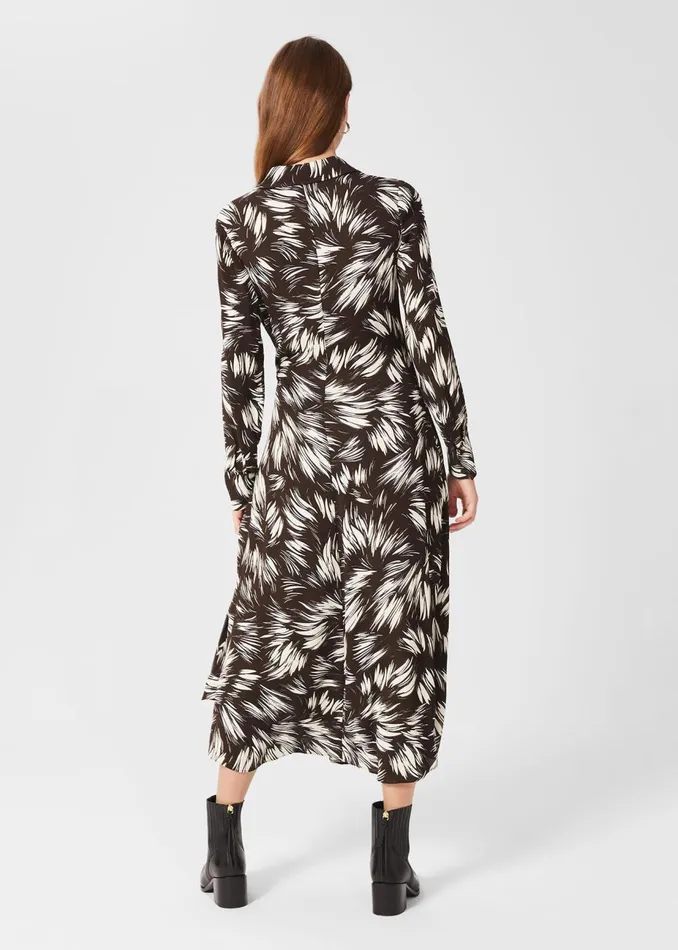 Womens Nieve Printed Dress Bitter Choc Iry Hobbs Dresses Near Me