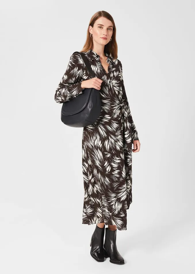 Womens Nieve Printed Dress Bitter Choc Iry Hobbs Dresses Near Me