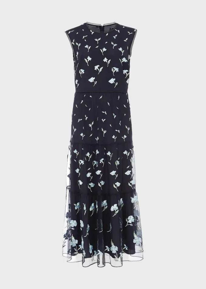 Womens Petite Bethany Embroidered Floral Dress Navy Multi Hobbs Dresses Online