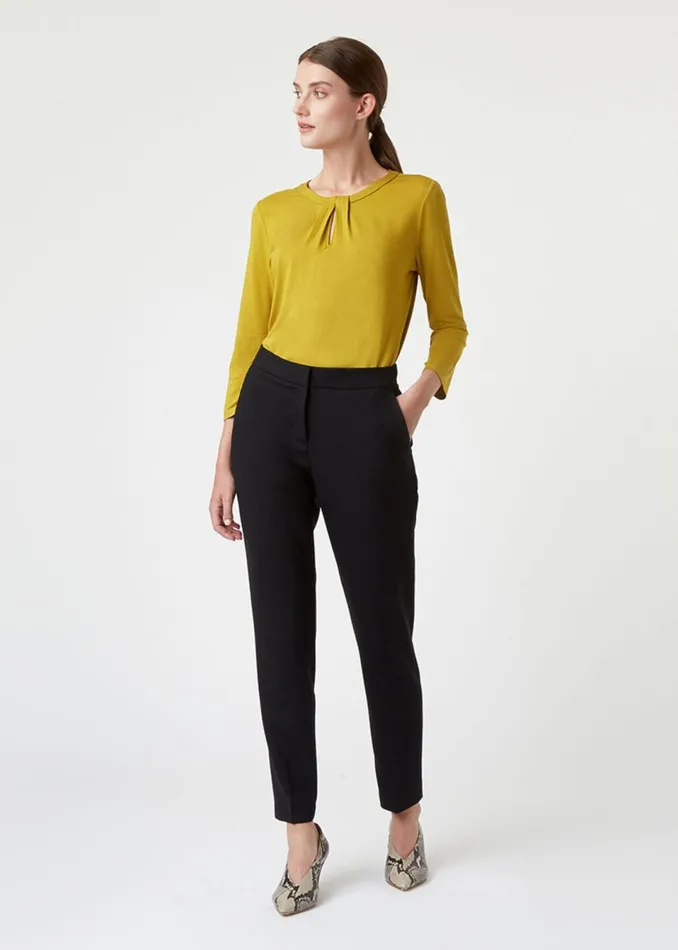 Womens Petite Gael Wool Blend Trouser With Stretch Black Hobbs Trousers