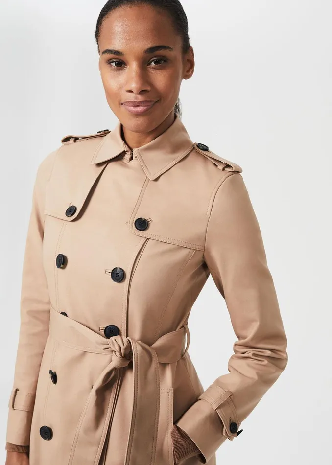 Womens Petite Saskia Water Resistant Trench Coat Tan Hobbs Coats and Jackets Gift 4 You