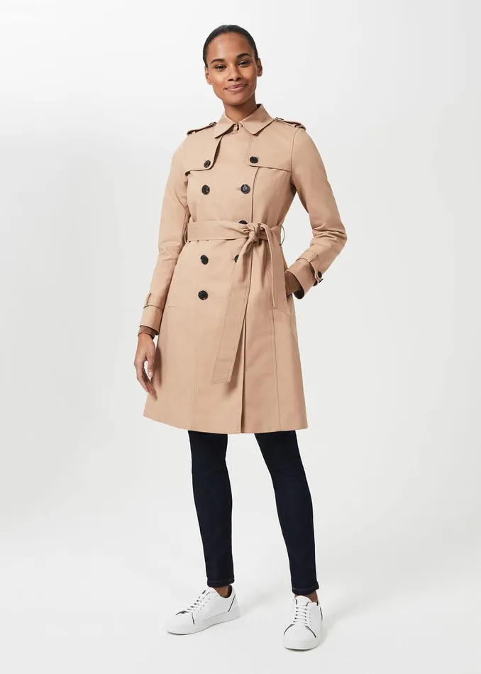 Womens Petite Saskia Water Resistant Trench Coat Tan Hobbs Coats and Jackets Gift 4 You