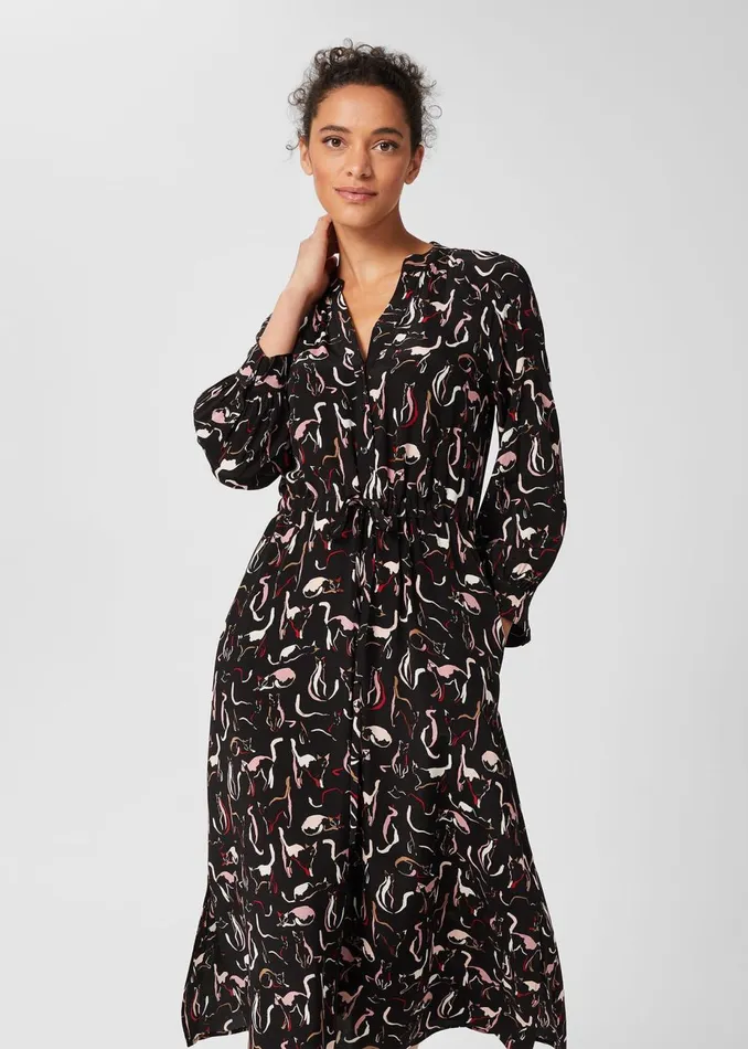 Womens Petite Teagan Midi Dress Black Multi Hobbs Dresses For Sale
