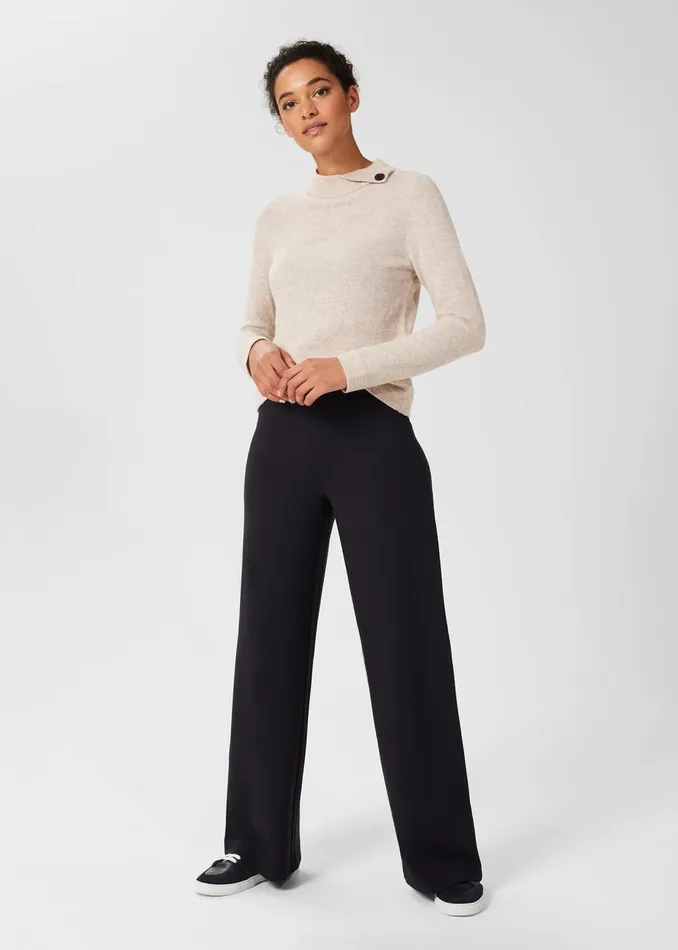 Womens Pippa Jersey Wide Leg Trousers Navy Hobbs Trousers