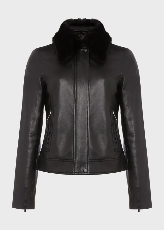 Womens Sera Leather Jacket Black Hobbs Coats and Jackets Online