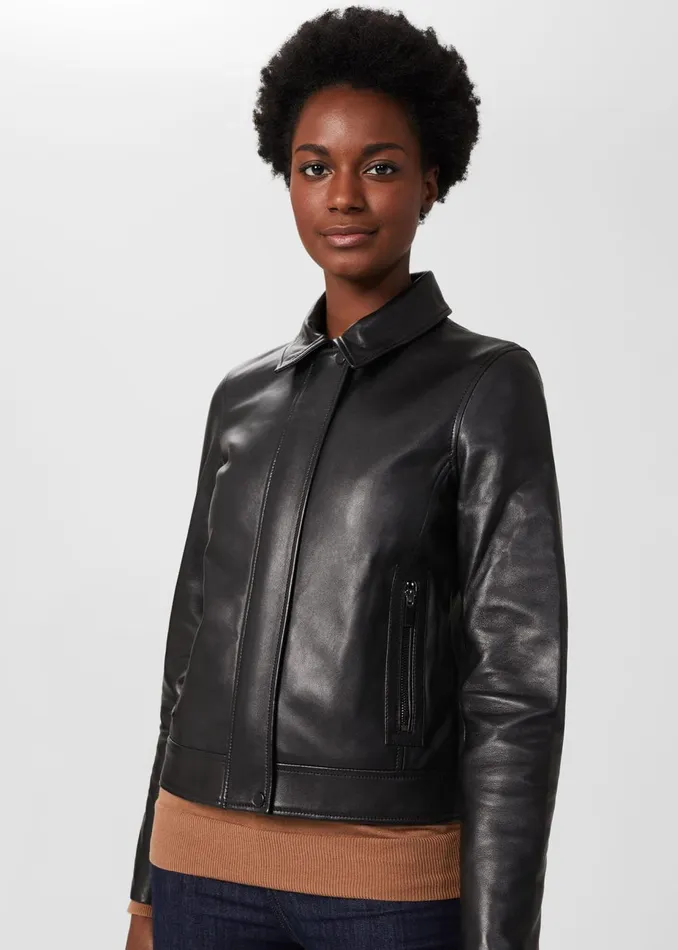 Womens Sera Leather Jacket Black Hobbs Coats and Jackets Online