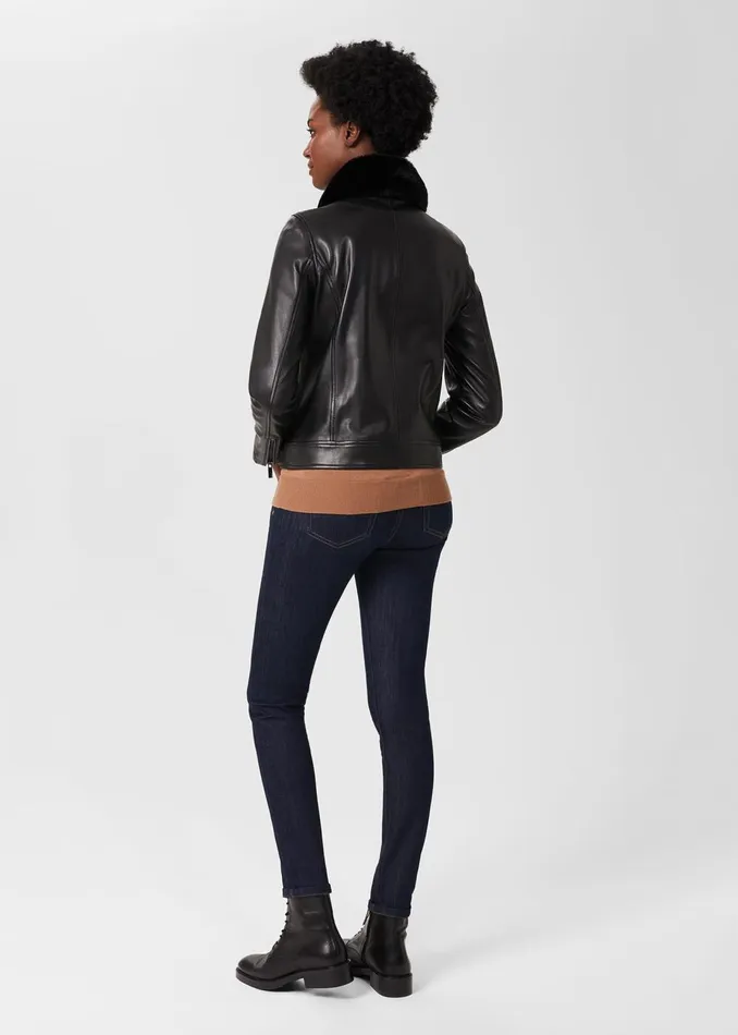Womens Sera Leather Jacket Black Hobbs Coats and Jackets Online
