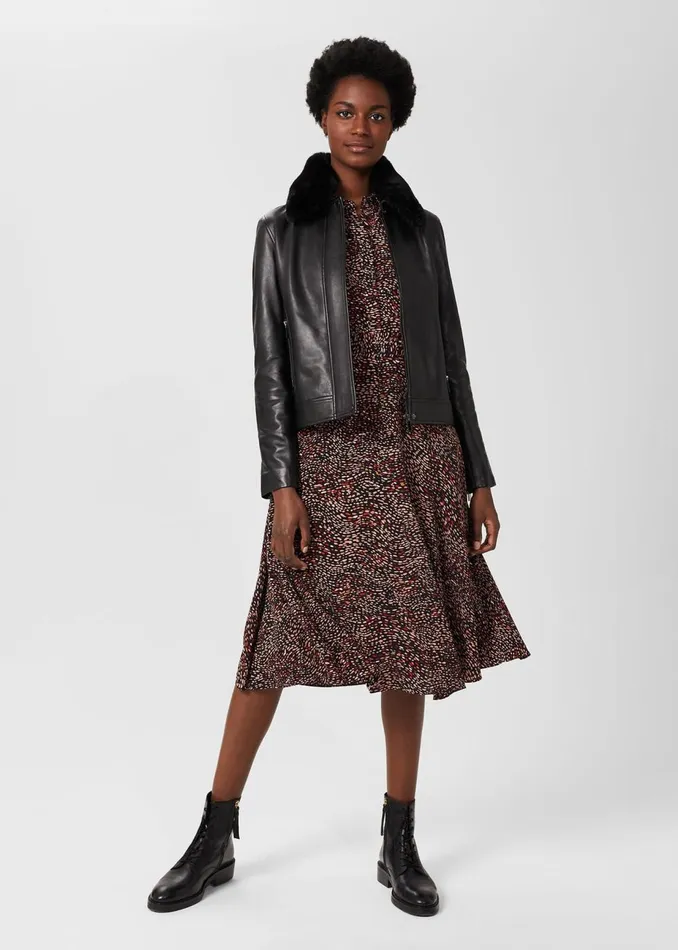Womens Sera Leather Jacket Black Hobbs Coats and Jackets Online