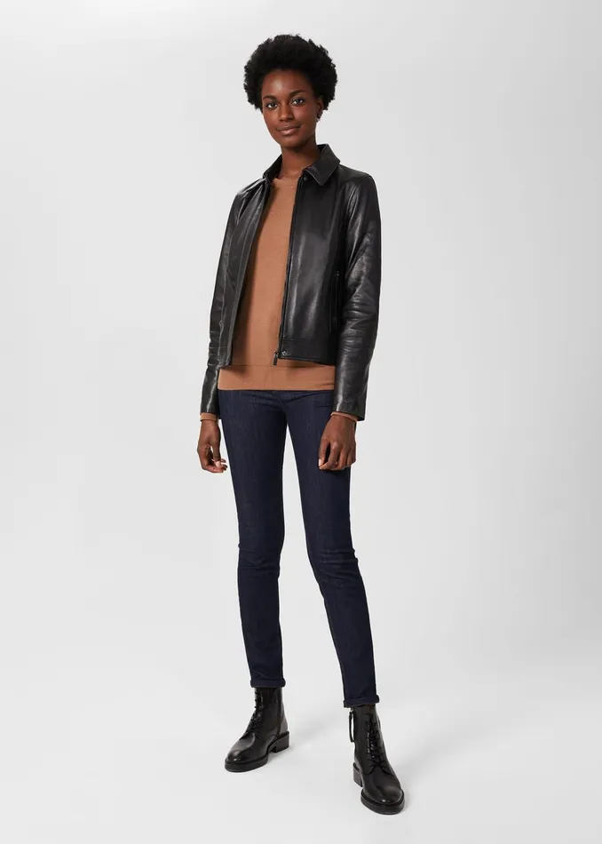 Womens Sera Leather Jacket Black Hobbs Coats and Jackets Online