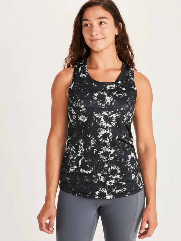 Womens ShortSleeve Shirts Marmot Beta Tank Top Black Exploding Flowers