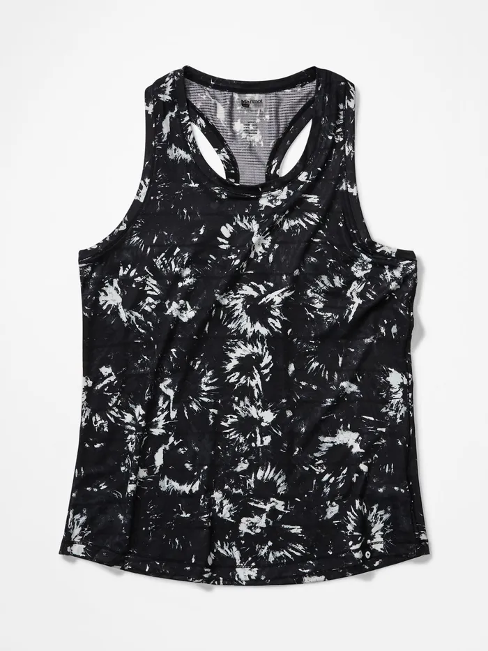 Womens ShortSleeve Shirts Marmot Beta Tank Top Black Exploding Flowers