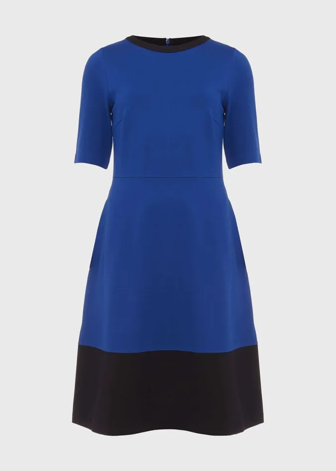 Womens Simona Ponte Jersey Fit And Flare Dress Ocean Blue Navy Hobbs Dresses Online
