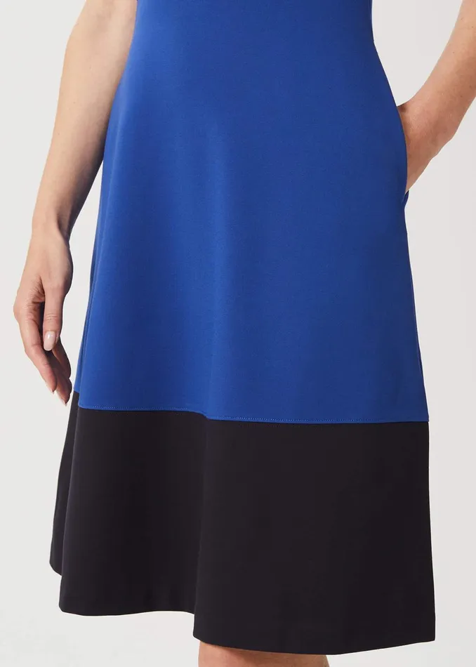 Womens Simona Ponte Jersey Fit And Flare Dress Ocean Blue Navy Hobbs Dresses Online