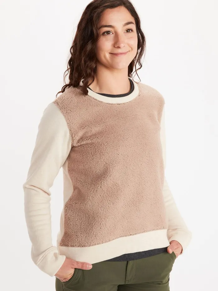 Womens Sweatshirts And Sweaters Marmot Crew Neck Sherpa Sweatshirt Pupyrus HeatherSea Salt