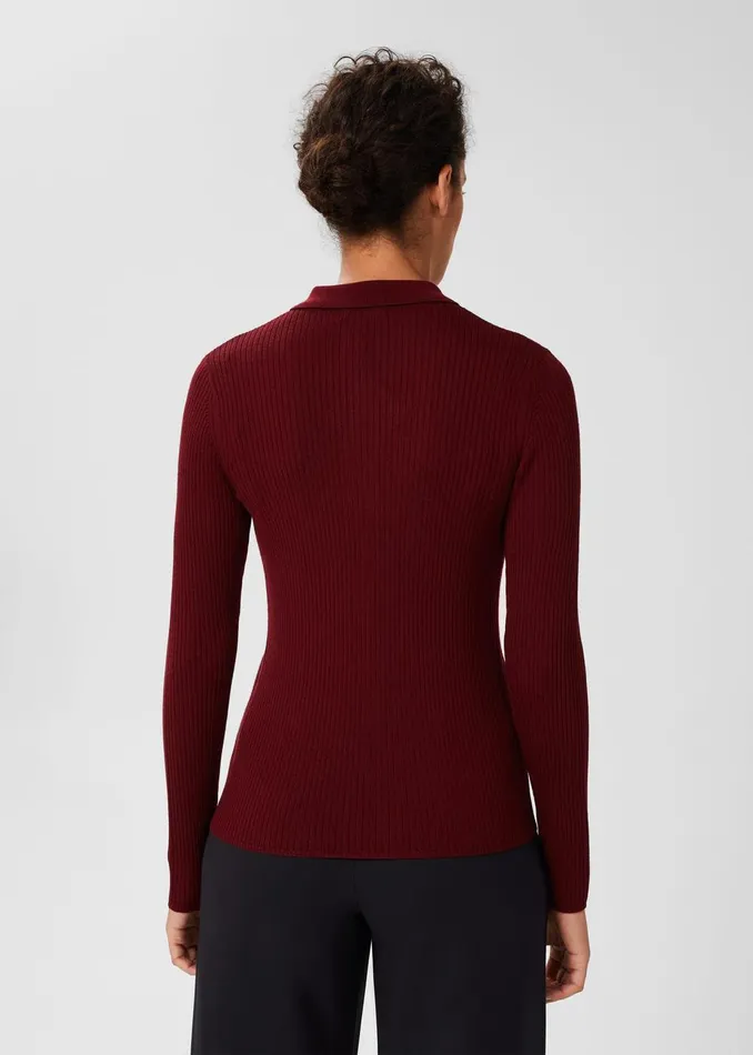 Womens Vera Merino Wool Shirt Burgundy Hobbs Jumpers and Cardigans On Sale