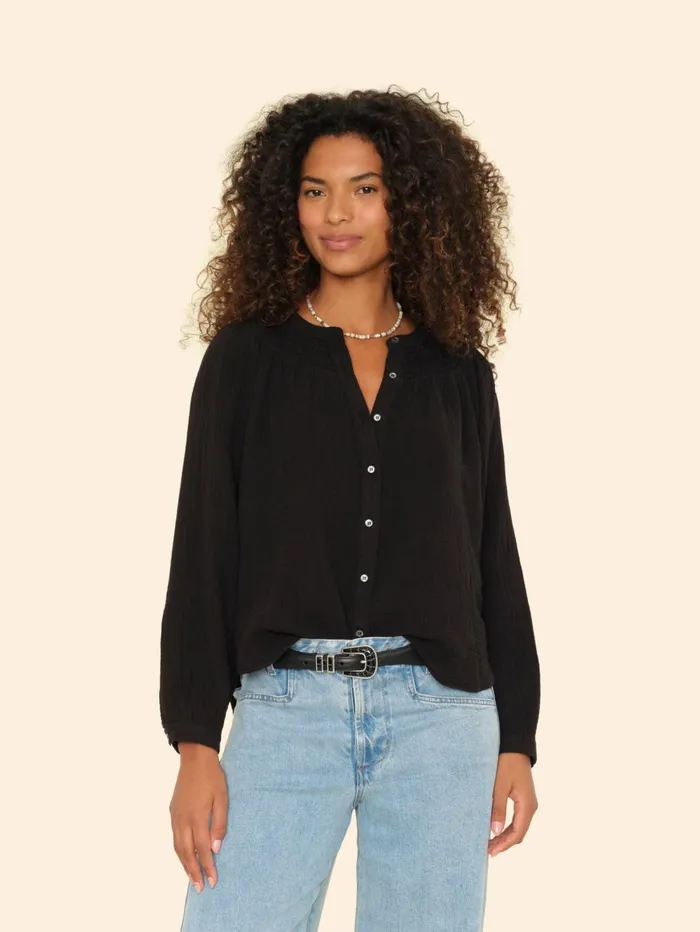 XRENA Black Adelle Shirt Women Shirts XRENA Black Adelle Shirt Women Shirts