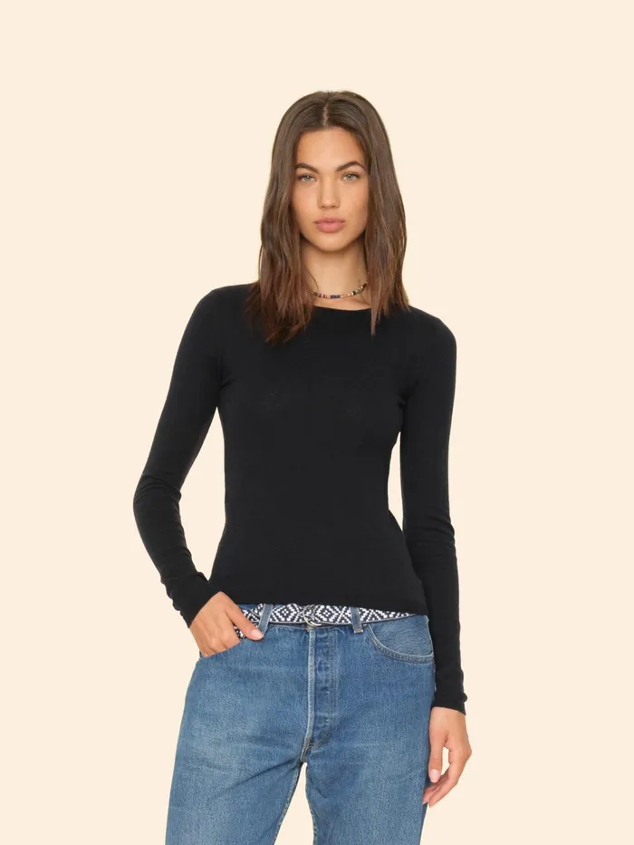 XRENA Black Crewe Sweater Women Sweaters and Jackets