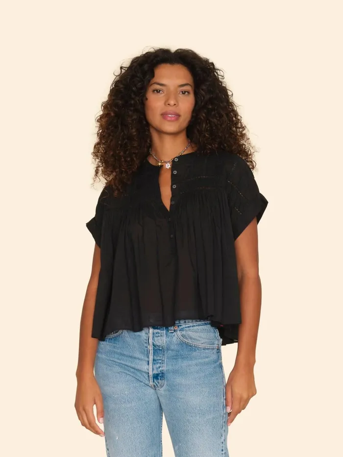 XRENA Black Louelle Top Women Tops