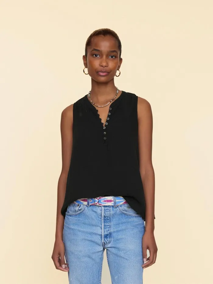 XRENA Black Tish Top Women Tops