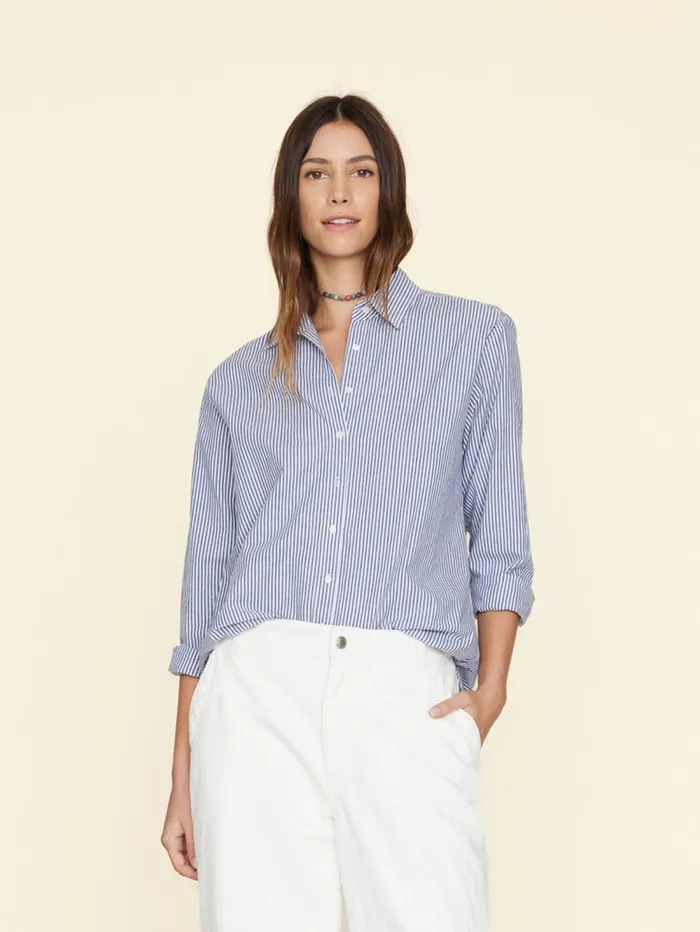 XRENA Blue Ink Beau Shirt Women Shirts