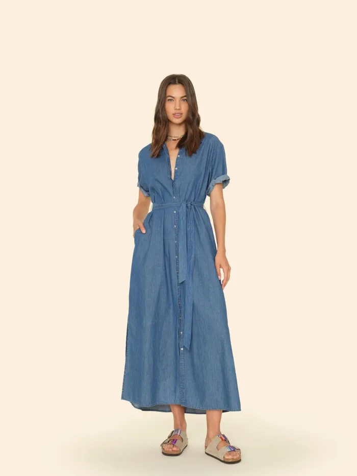 XRENA Blue Rinse Linnet Dress Women Dresses