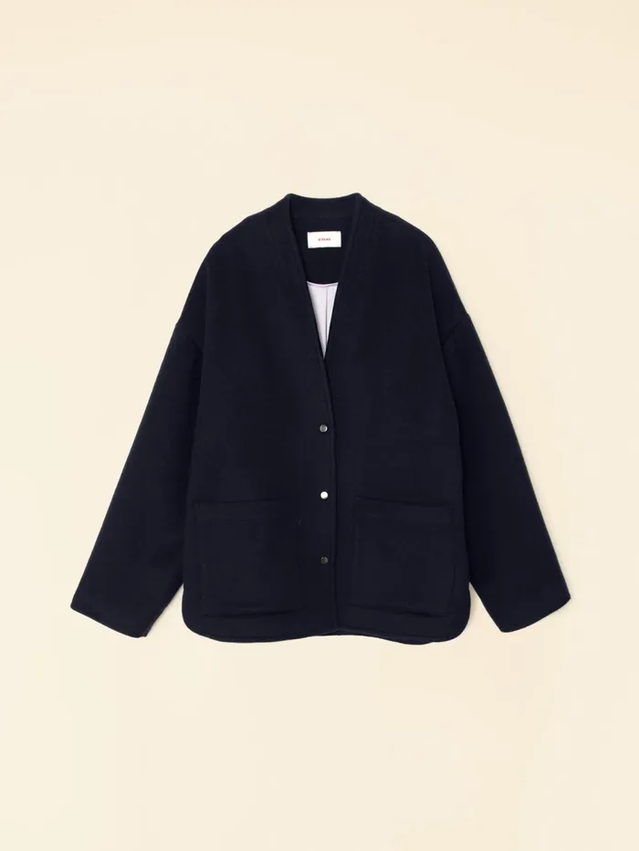 XRENA Dark Navy Reeva Jacket Women Sweaters and Jackets