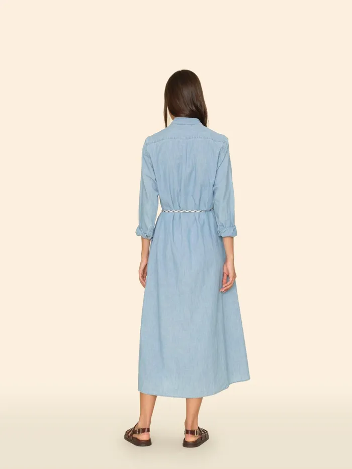 XRENA Dusty Blue Bowen Dress Women Dresses