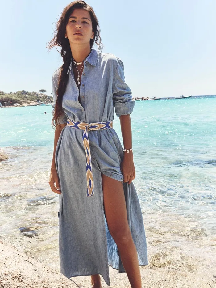 XRENA Dusty Blue Bowen Dress Women Dresses