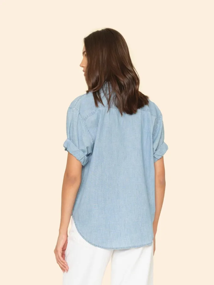 XRENA Dusty Blue Channing Shirt Women Shirts XRENA Dusty Blue Channing Shirt Women Shirts
