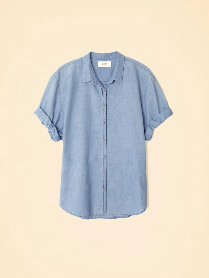 XRENA Dusty Blue Channing Shirt Women Shirts XRENA Dusty Blue Channing Shirt Women Shirts