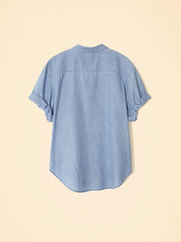 XRENA Dusty Blue Channing Shirt Women Shirts XRENA Dusty Blue Channing Shirt Women Shirts