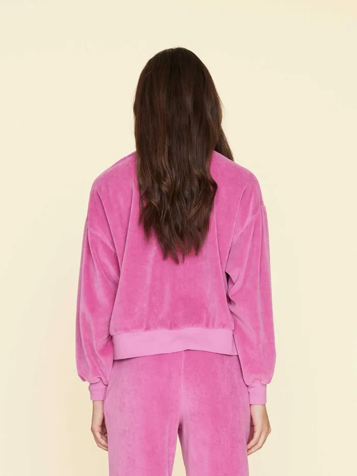 XRENA French Rose Huxley Velour Sweatshirt Women Sweats and Tees XRENA French Rose Huxley Velour Sweatshirt Women Sweats and Tees