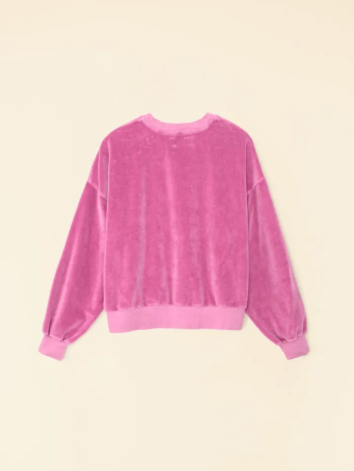 XRENA French Rose Huxley Velour Sweatshirt Women Sweats and Tees XRENA French Rose Huxley Velour Sweatshirt Women Sweats and Tees