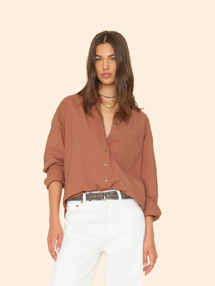 XRENA Latte Brown Sydney Crisp Shirt Women Shirts XRENA Latte Brown Sydney Crisp Shirt Women Shirts