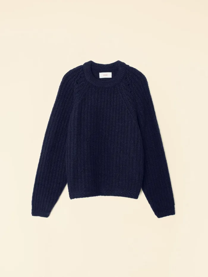 XRENA Navy Blue Landrey Sweater Women Sweaters and Jackets