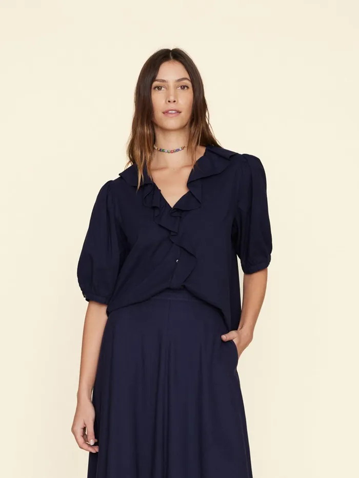 XRENA Navy Caspia Top Women Tops XRENA Navy Caspia Top Women Tops