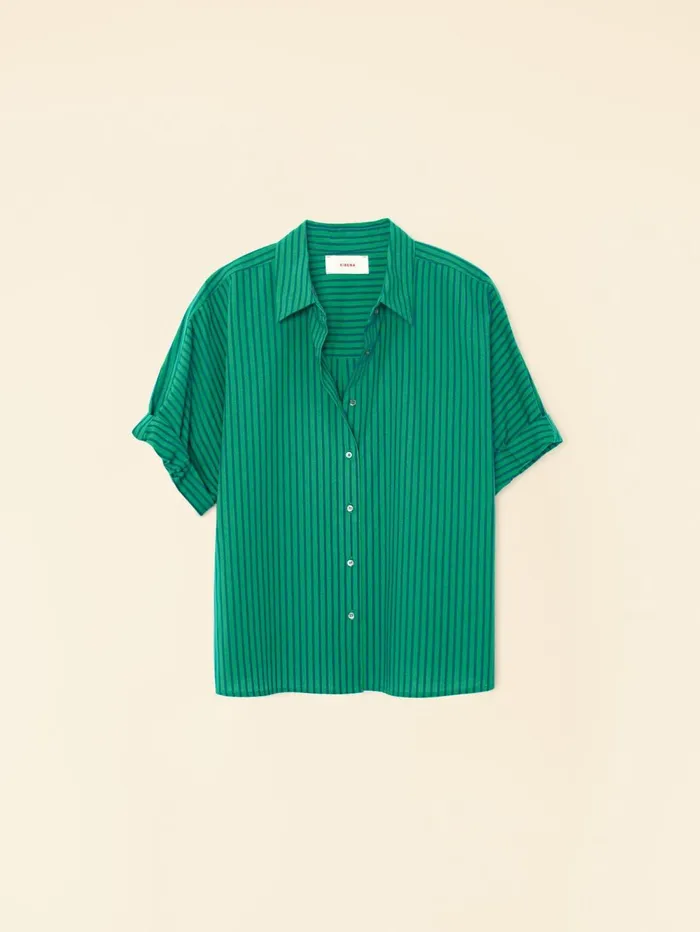 XRENA Pine Blue Teddy Shirt Women Shirts