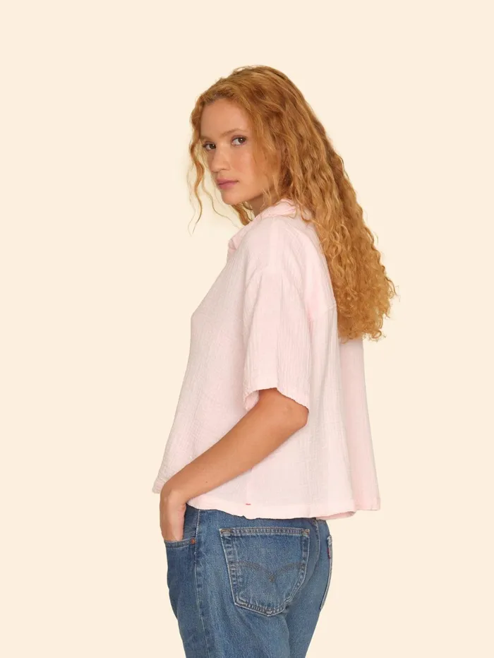 XRENA Pink Blush Ansel Gauze Top Women Tops XRENA Pink Blush Ansel Gauze Top Women Tops