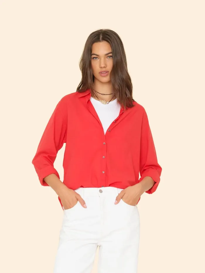 XRENA Racing Red Beau Shirt Women Shirts