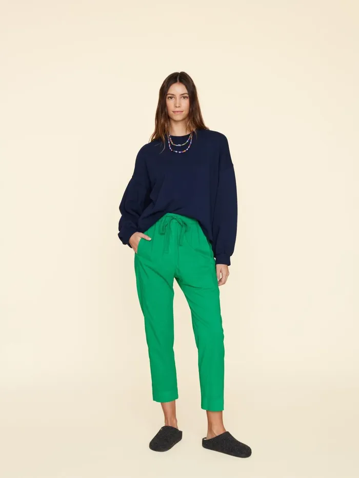 XRENA Sea Green Draper Pant Women Pants and Jumpsuits