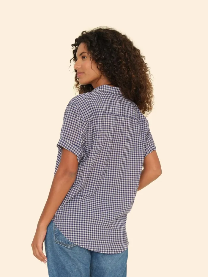 XRENA Stone Blue Channing Plaid Shirt Women Shirts XRENA Stone Blue Channing Plaid Shirt Women Shirts